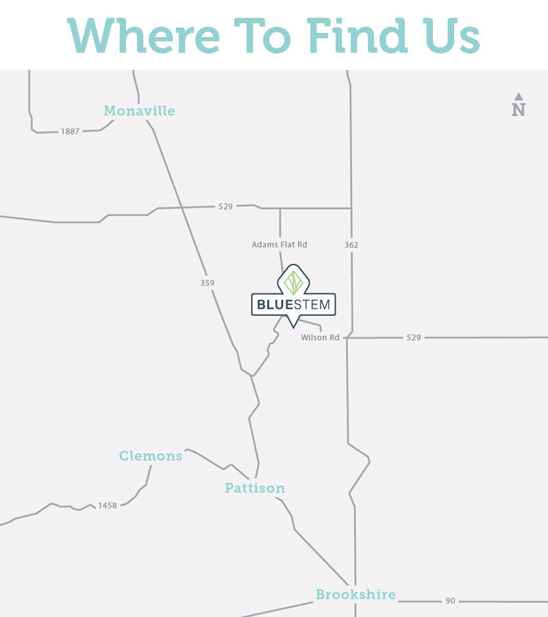 Map to Blue Stem Location near Katy, TX